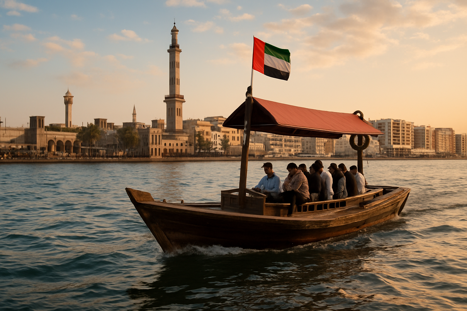 Traditional abra boat on Dubai Creek