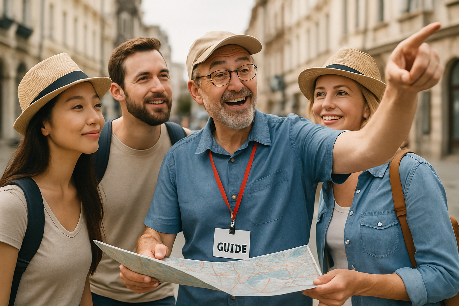 Expert Travel Guide Assisting Tourists